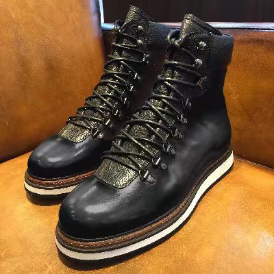 Men's Retro Big Head Work Boots High Top Motorcycle Boots