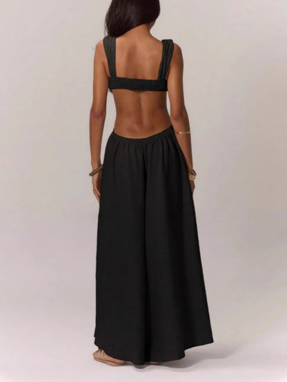 Lace-up Backless Jumpsuit