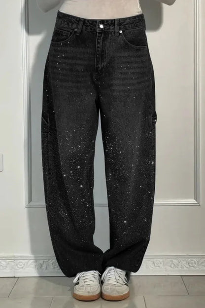 Dazzle Rhinestone Wide-leg Jeans
