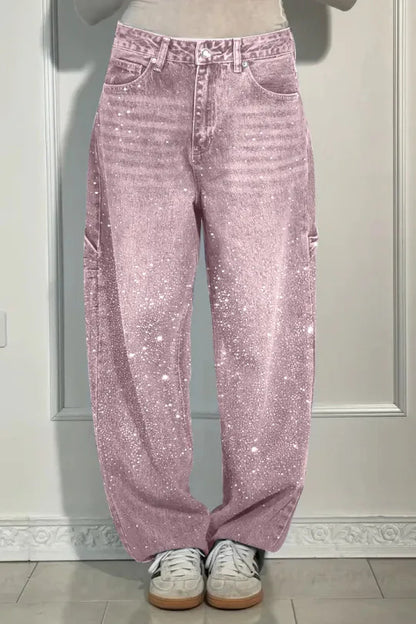 Dazzle Rhinestone Wide-leg Jeans