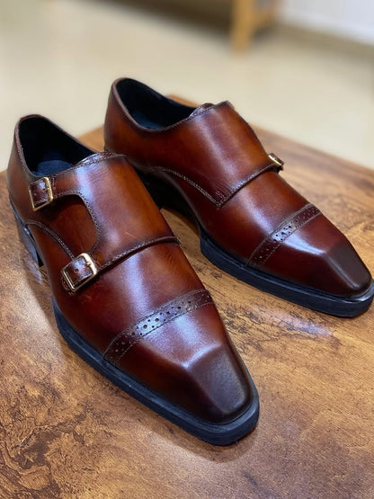 Men's Italian Tan Monk Formals Shoes