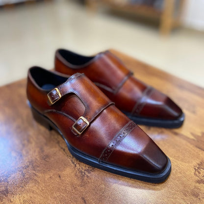 Men's Italian Tan Monk Formals Shoes