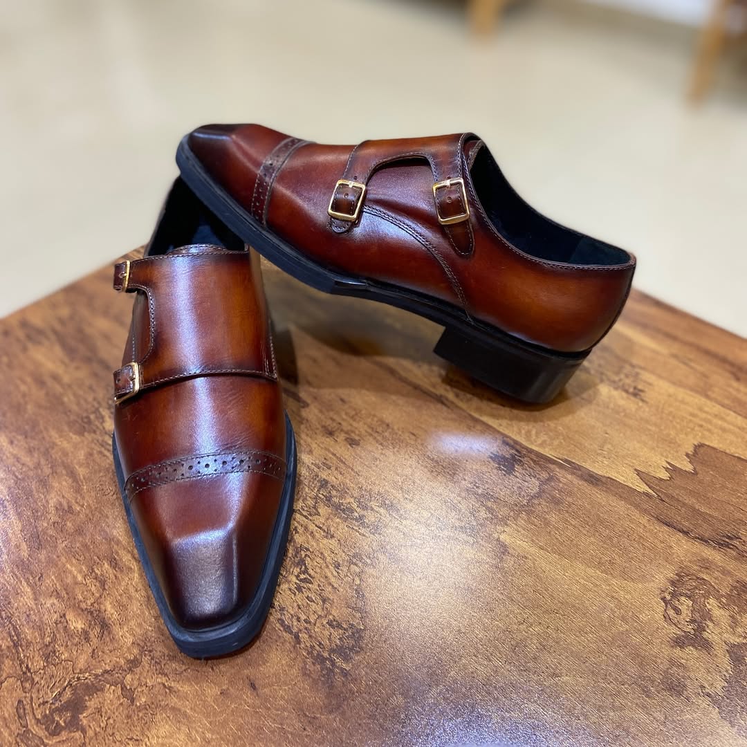 Men's Italian Tan Monk Formals Shoes