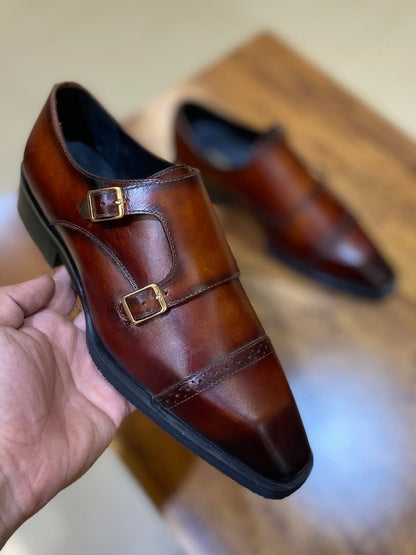 Men's Italian Tan Monk Formals Shoes