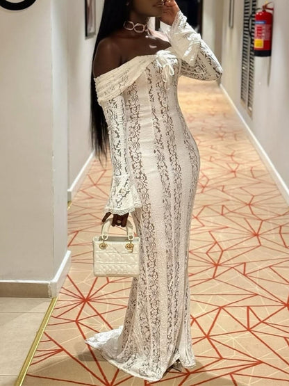 Sexy Off-Shoulder Lace Tube Fishtail Dress