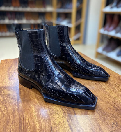 Men's Italian Chelsea Croc Boots
