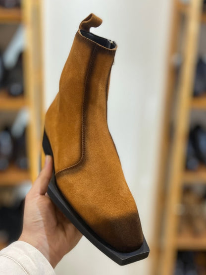 Men's Tan Italian Suede Boots