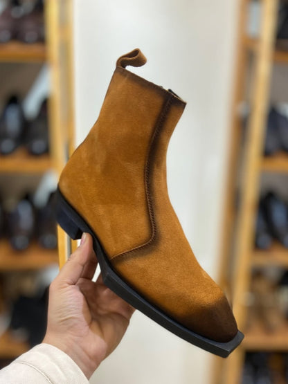 Men's Tan Italian Suede Boots