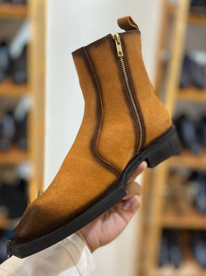 Men's Tan Italian Suede Boots