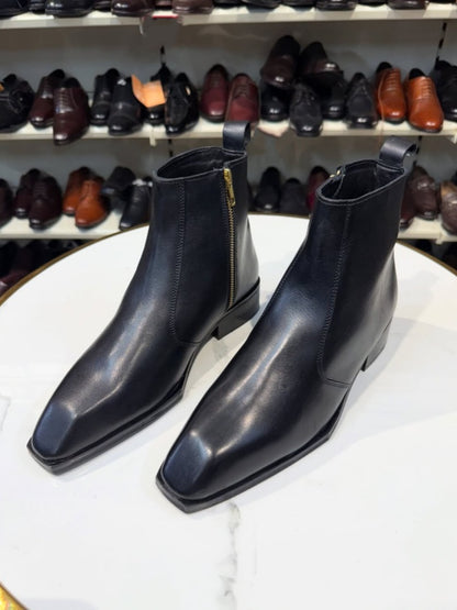 Men's Square Toe Chelsea Leather Boots