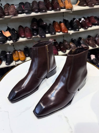 Men's Square Toe Chelsea Leather Boots