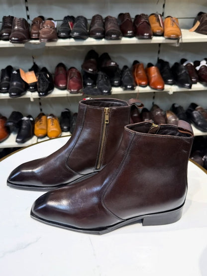 Men's Square Toe Chelsea Leather Boots