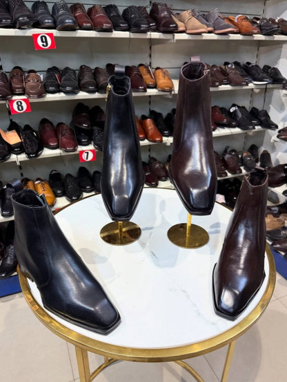 Men's Square Toe Chelsea Leather Boots