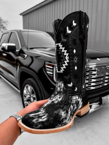 Men's Genuine Cowhide Square Toe Boots