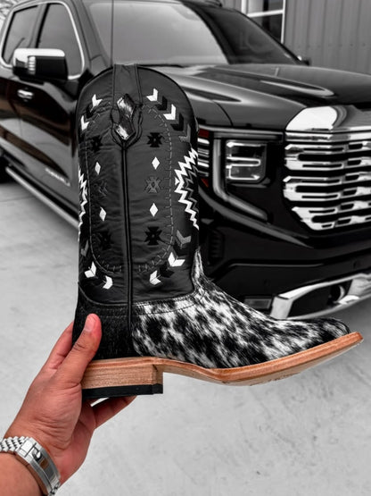 Men's Genuine Cowhide Square Toe Boots