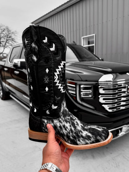 Men's Genuine Cowhide Square Toe Boots