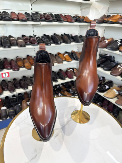 Men's Pointed Toe Chelsea Leather Boots