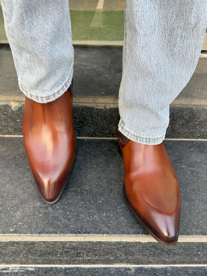 Men's Pointed Toe Chelsea Leather Boots