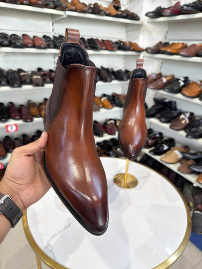 Men's Pointed Toe Chelsea Leather Boots
