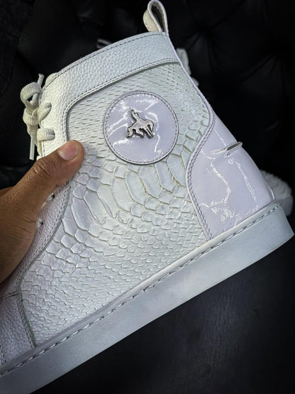 Men's Crocodile Textured High-top Sneakers