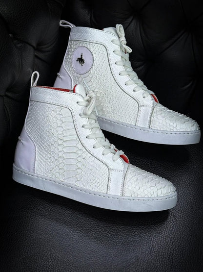 Men's Crocodile Textured High-top Sneakers
