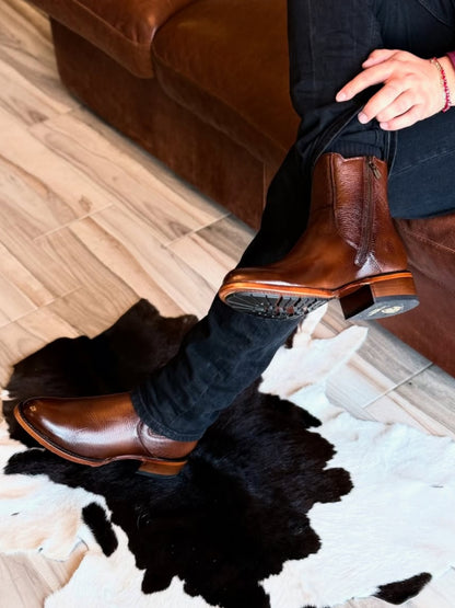 Men's Zipper Cowhide Boots