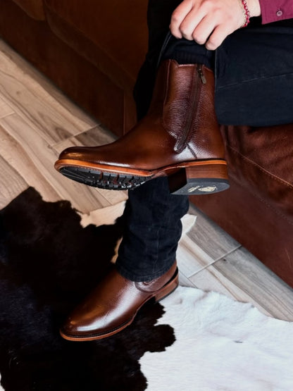 Men's Zipper Cowhide Boots