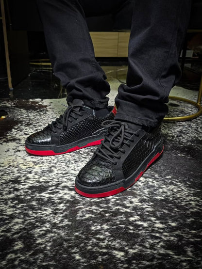 Men's Crocodile Textured Sneakers