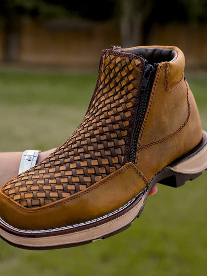 Men's Vintage Hand-Woven Western Cowboy Boots