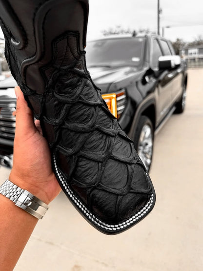 Men's Italian Handmade Square Toe Leather Boots