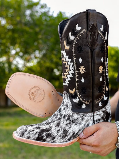 Men's Genuine Cowhide Square Toe Boots