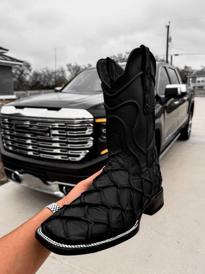 Men's Italian Handmade Square Toe Leather Boots