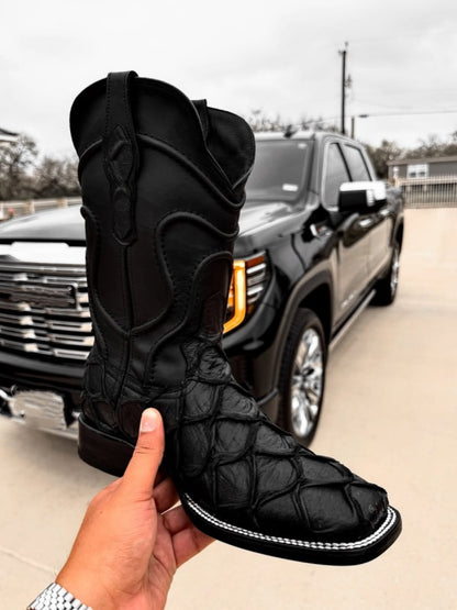 Men's Italian Handmade Square Toe Leather Boots