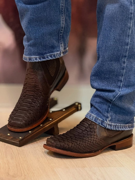 Men's Crocodile Textured Nubuck Ankle Boots