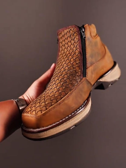 Men's Vintage Hand-Woven Western Cowboy Boots