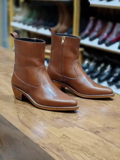 Men's Pointed Goodyear Welted Leather Boots