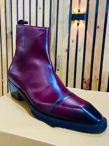 Men's Superb Cherry Color Italian Boots