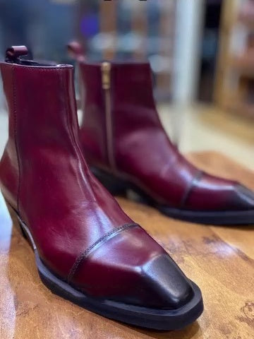 Men's Superb Cherry Color Italian Boots