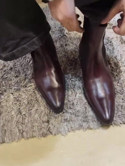 Men's Brown Pointed Toe Chelsea Boots