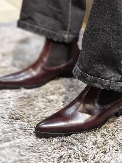 Men's Brown Pointed Toe Chelsea Boots