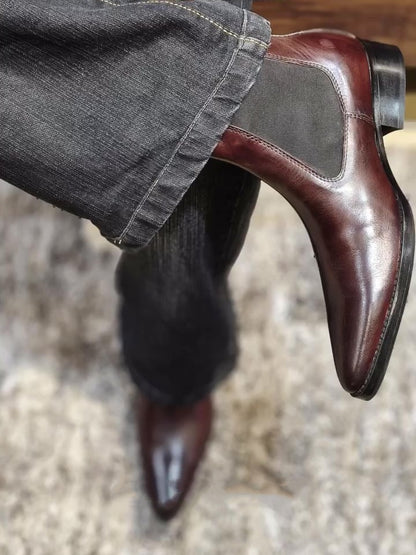 Men's Brown Pointed Toe Chelsea Boots