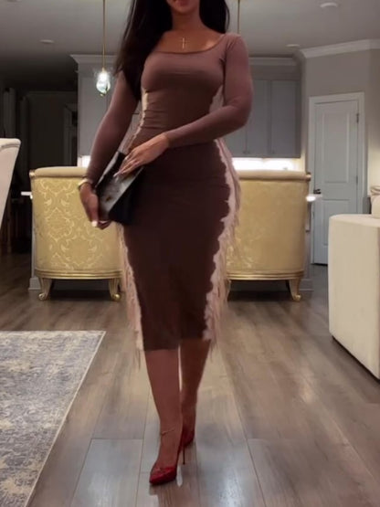 Fringed Tie-dye Print Maxi Dress