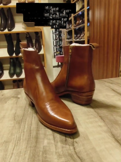 Men's Brown Embroidered Western Leather Boots