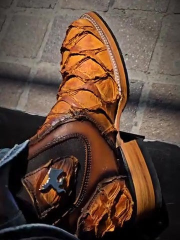 Men's Fish Print Ankle Boots