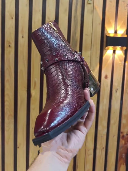 Men's Golden Plate Cherry Italian Boots