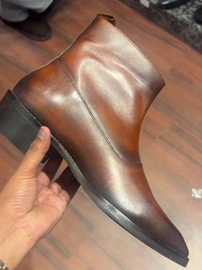 Men's Tan Monk Ankle Boots