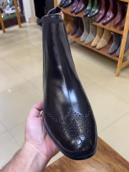 Men's All Black Cuban Heel Broke Boots