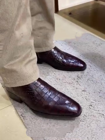 Men's Brown Crocodile Leather Boots