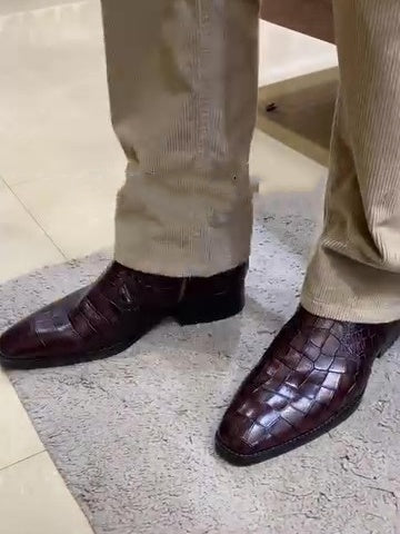 Men's Brown Crocodile Leather Boots