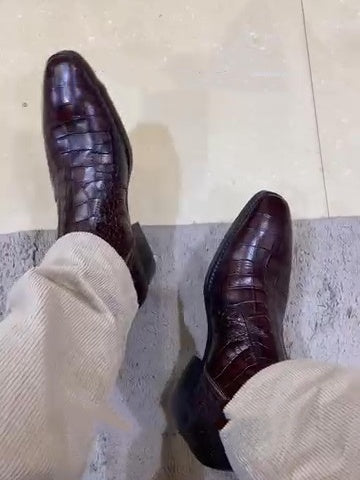 Men's Brown Crocodile Leather Boots